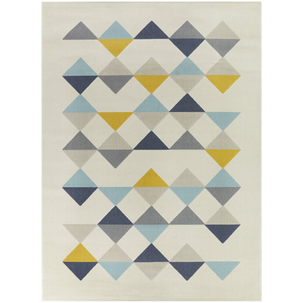 Corrigan Studio® Jimy Yellow/Cream/Blue Modern Geometric Area Rug Wayfair